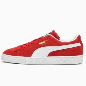 Puma Red Suede Lace-Up Sneakers